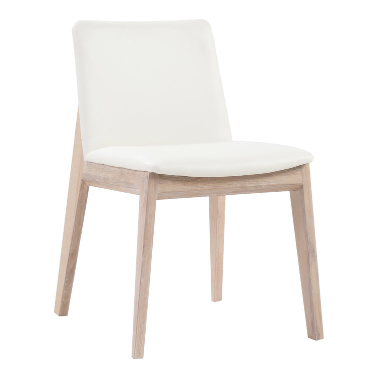 Ivory leather dining online chairs with oak legs